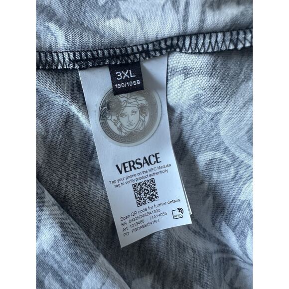 Versace Leafy Baroque Cotton Jersey T-Shirt Black/Gray 3XL 1019460 NWT $625 - Picture 14 of 14